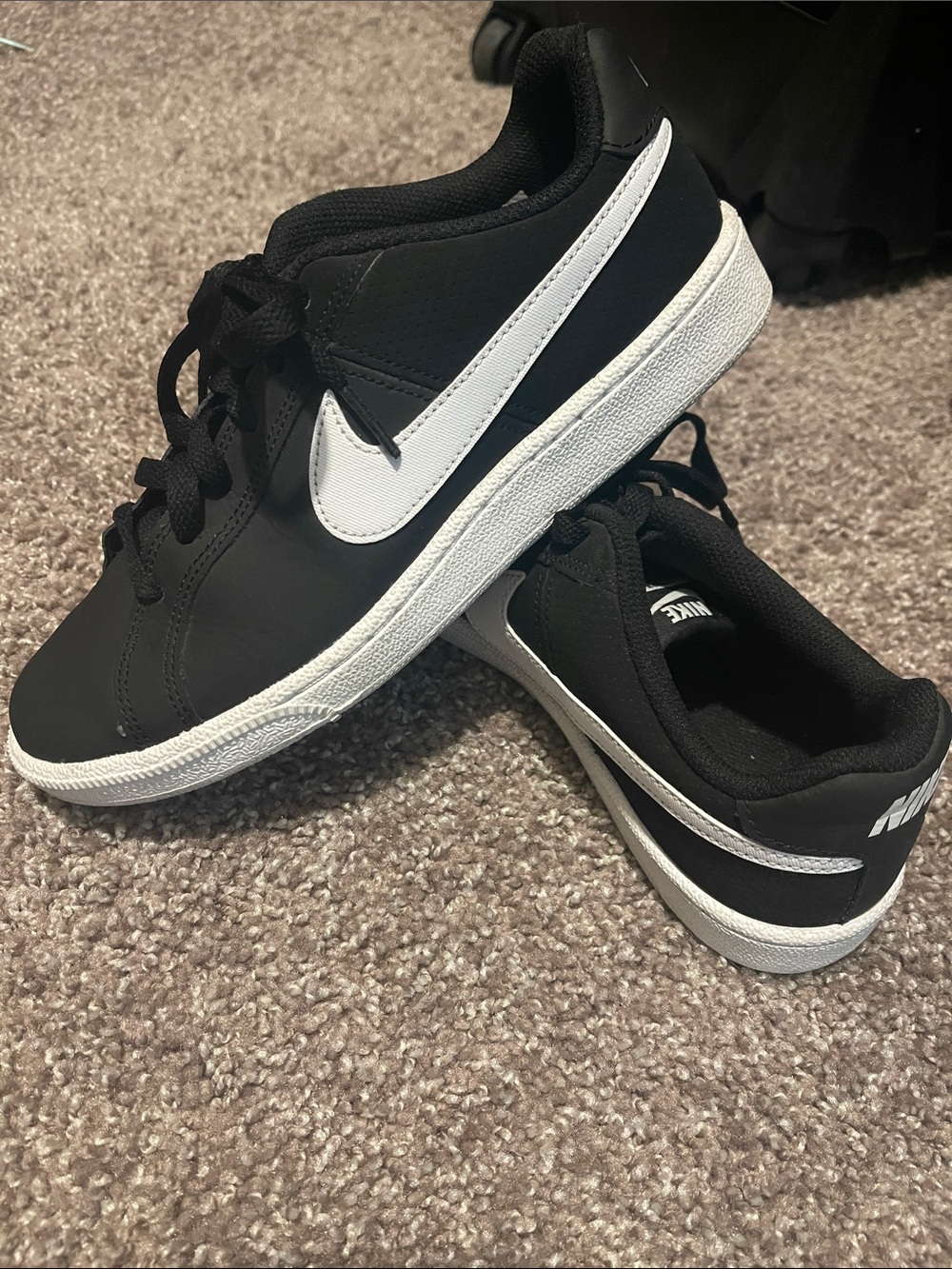 Nike women Black Sneakers with White Swoosh
